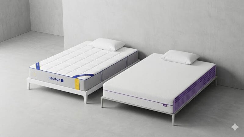Nectar vs Purple Mattress in 2026: A Detailed Comparison of Construction, Cooling, Pressure Relief, and Who Should Actually Buy Each