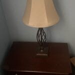 bedside lamp on nightstand upclose