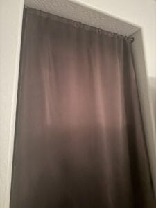 blackout curtains hung up in bedroom