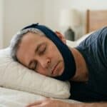 Man sleeping with chin strap on