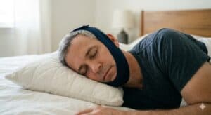 Man sleeping with chin strap on