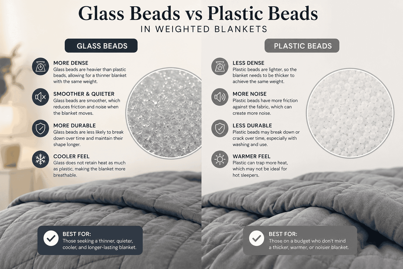 Glass Beads vs Plastic Pellets: Which Weighted Blanket Fill Is Better?