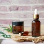 Brown glass bottles with natural elements