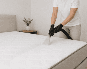 someone doing a mattress cleaning