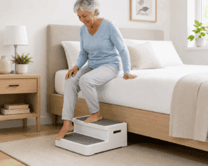 a senior using a step stool for their safety