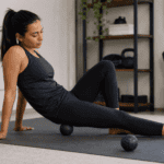 Woman using massage balls for relief