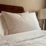 a comfortable bed setup in room