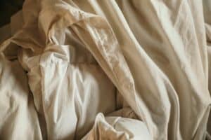 a comforter upclose in bed