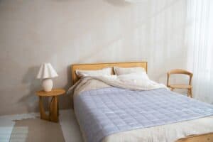a cooling quilt on a bed