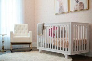 a crib in bedroom