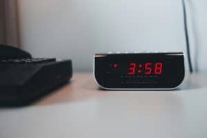 a light alarm on a nightstand