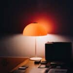 a sunset lamp in a bedroom