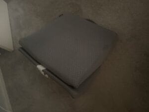 a wedge pillow upclose on floor
