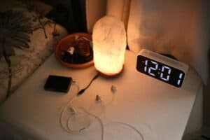 a nightstand charging setup