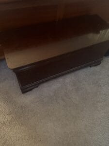 an end of bed bench for storage in bedroom