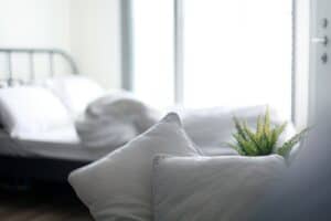 a pillow setup in bedroom