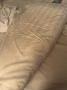 a pillow thats been used on bed