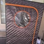 a portable tent sauna outdoors