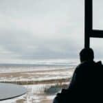 a travel curtain in winter