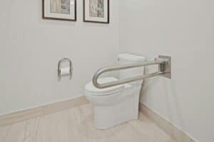 a bathroom grab bar for getting up