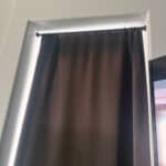 a blackout curtain in bedroom setup