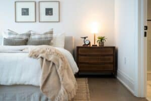 a bedside mat in bedroom