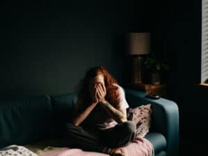 woman trouble sleeping in home
