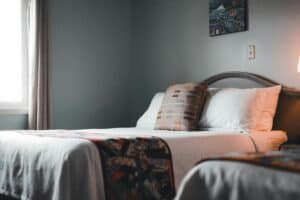 two separate beds side by side